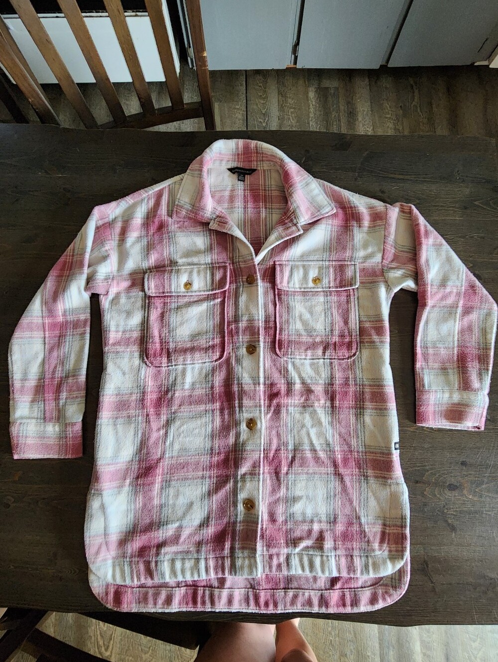 💐2/$25 Banana Republic Pink and White Plaid Utility Shacket